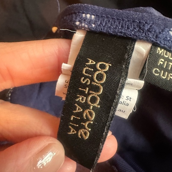 Bond-Eye Australia Front Twist One Piece Swimsuit in Navy Blue Polka Dot size 6 - Picture 5 of 8